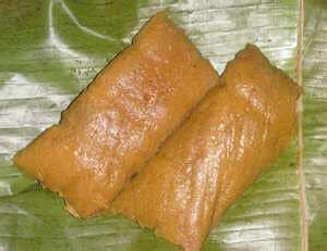 Puerto Rican pasteles on a banana leaf